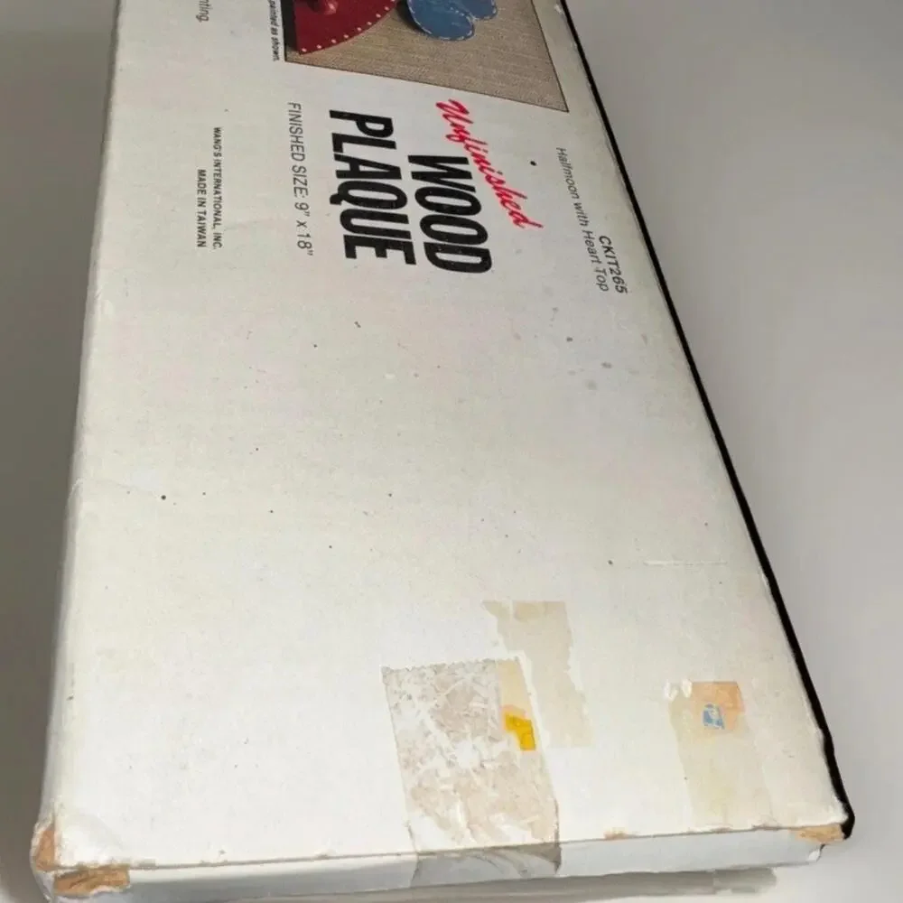 Vintage Heart Wood Plaque DIY Kit Unfinished Craft Project - 9x18 Shelf - NOS